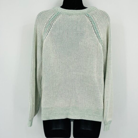 Lumiere Women's Chunky Knit V Neck Knit Sweater Size S Balloon Sleeve Faded - Picture 2 of 11